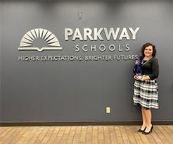 Leah Gonzalez, Parkway’s Wellness Coordinator, pictured with award  